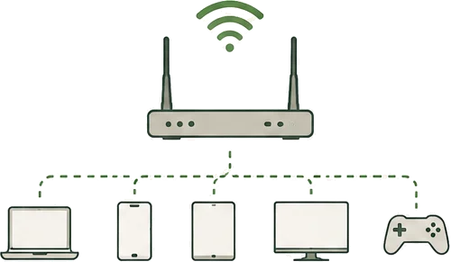 a wi-fi 6 router serving several devices at once